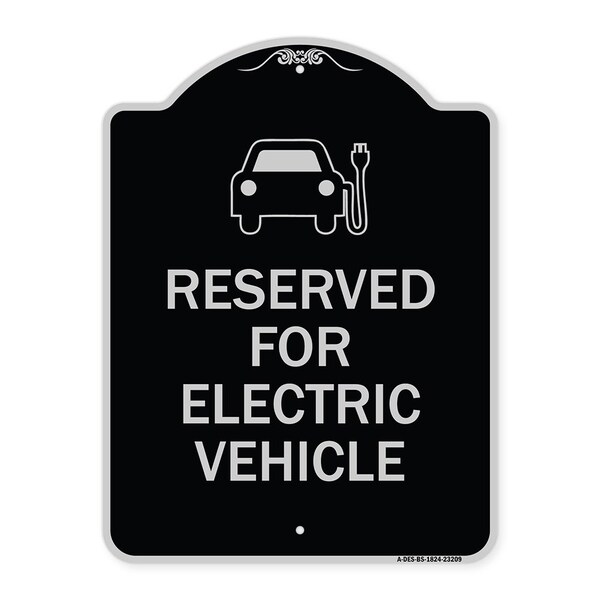 Reserved for Electric Vehicle W/ Graphic Heavy-Gauge Aluminum Sign, 24" x 18", BS-1824-23209
